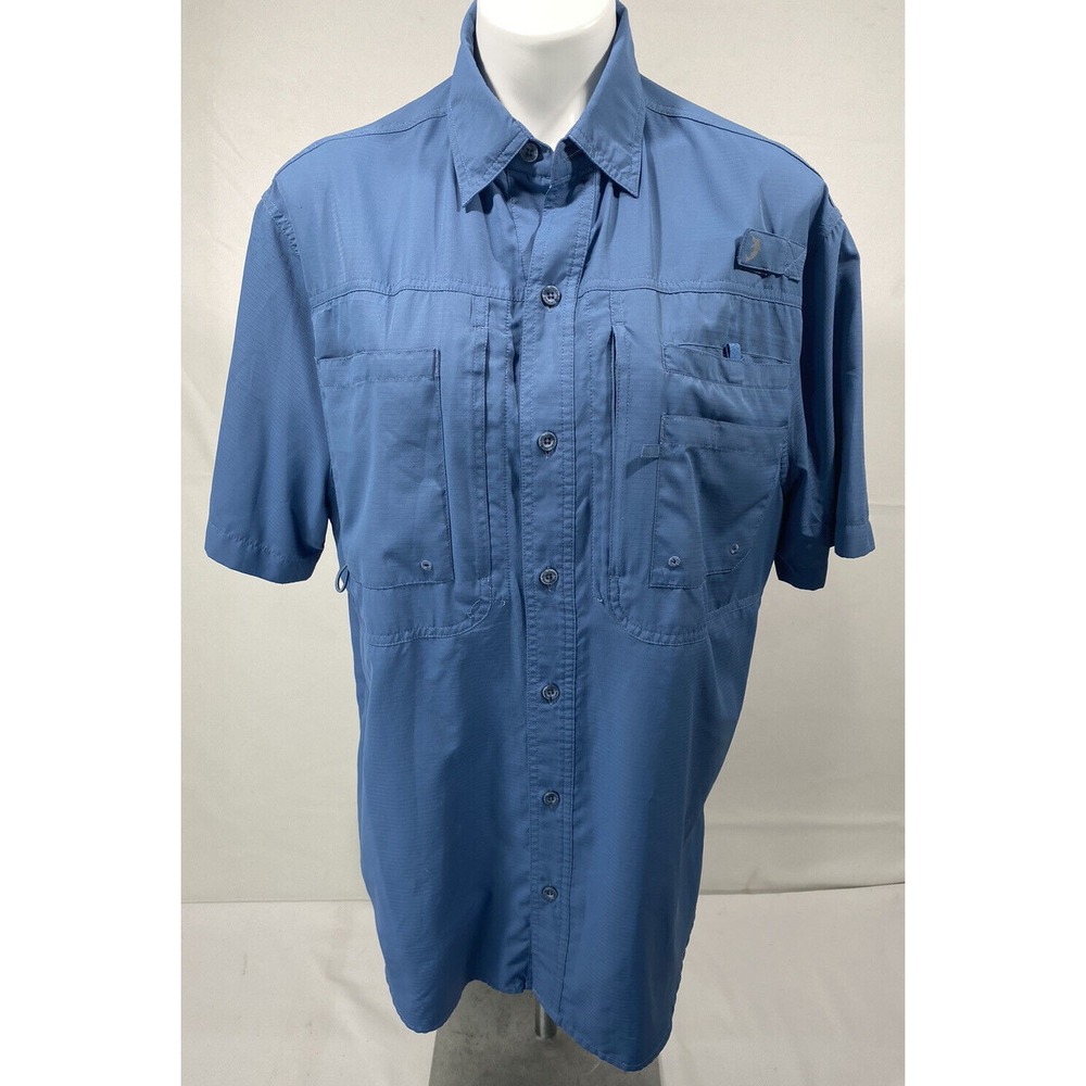 Reel Legends Fishing Shirt Mens Medium Blue Vented Coastal Outdoor Button Up
